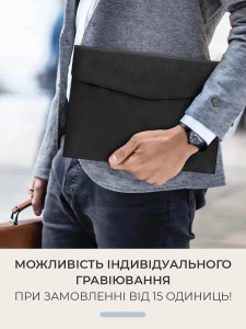 Сумка для документів та планшету Формат А4 з екошкіри 33,7х23,5 см чорна