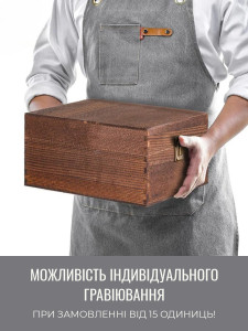 Подарочный набор бокалов для виски 270 мл с графином 750 мл в коричневом деревянном ящике