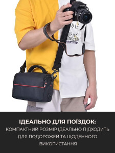 Сумка для фотоаппарата для компактных и беззеркальных камер Нейлон 19х14х26 см Черная