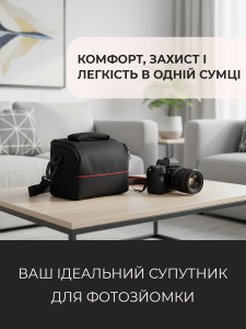 Сумка для фотоаппарата для компактных и беззеркальных камер Нейлон 19х14х26 см Черная