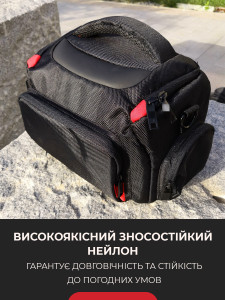 Сумка для фотоаппарата 3 отдела для компактных и беззеркальных камер Нейлон 19х14х26 см Черная