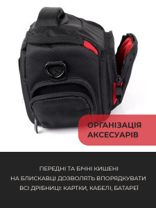 Сумка для фотоаппарата 3 отдела для компактных и беззеркальных камер Нейлон 19х14х26 см Черная