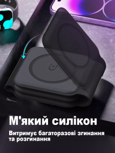 Беспроводная зарядная станция 3в1 MagSafe для телефона, смарт-часов и наушников магнитная, складная, портативная Черная