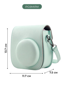 Сумка чехол для фотоаппарата FujiFilm INSTAX mini Экокожа/Микрофибра 13.7х11.7х7.5 см Мятная