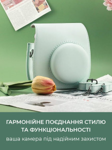 Сумка чехол для фотоаппарата FujiFilm INSTAX mini Экокожа/Микрофибра 13.7х11.7х7.5 см Мятная
