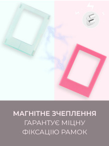 Рамка для моментальных фотографий Polaroid магнитная пластиковая розовая