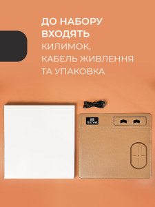 Коврик для мыши с логотипом Тесляр с беспроводной зарядкой и держателем для телефона или ручки Экокожа 30.2х27.2 см Коричневый
