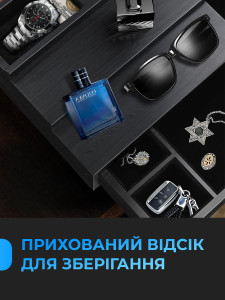 Органайзер для духов Ступени с боковым карманом Деревянный 34х24,6х13,2 см Черный