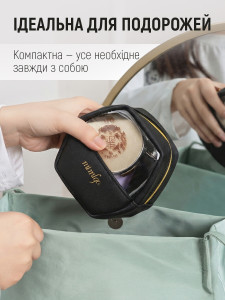 Сумка для косметики Водонепроницаемая с ручкой и прозрачным окошком из экокожи 12х12х5,5 см черная