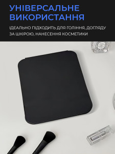 Зеркало косметическое на подставке с чехлом Экокожа/Пластик 18х26 см Черное