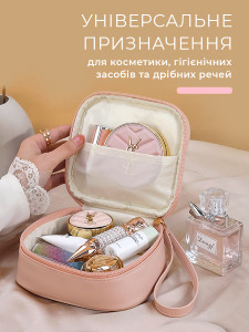 Косметичка женская на замке дорожная маленькая Экокожа 14х11.5х6 см Розовая
