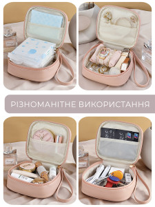 Косметичка женская на замке дорожная маленькая Экокожа 14х11.5х6 см Розовая