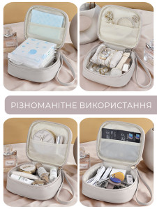 Косметичка женская на замке дорожная маленькая Экокожа 14х11.5х6 см Белая