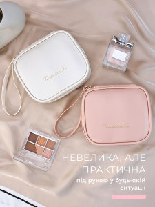 Косметичка женская на замке дорожная маленькая Экокожа 14х11.5х6 см Белая