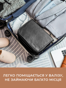 Косметичка большая дорожная с крючком 3в1 Кожзам/Нейлон 29,5х10х22 см Чорная