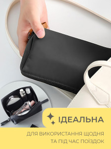Косметичка женская дорожная водонепроницаемая Нейлоновая 16х10х7 см Черная