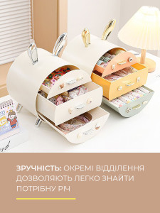 Органайзер для хранения косметики и мелочей с ушками кролика ABS-пластик 31х18х23 см Бело-серебристый