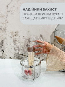 Стакан-подставка с бантиком для кисточки и канцелярии пластиковая 21,9х12,2 см прозрачная