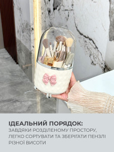 Стакан-подставка с бантиком для кисточки и канцелярии пластиковая 21,9х12,2 см прозрачно-бежевый