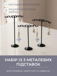 Подставки для украшений Винтаж YARTES (комплект 3 шт каскадные) металл черные