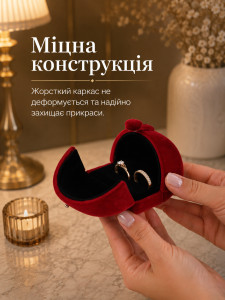 Подарункова коробочка для каблучки з верхньою застібкою велюрова YARTES 6х6 см бордо