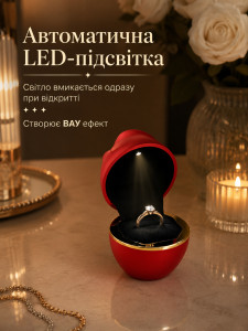 Коробочка для каблучки з підсвіткою кругла YARTES 7.3х5.5 см червона