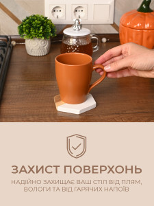 Деревянная подставка под горячее Шестиугольная 10х8.9 см коричнево-белая