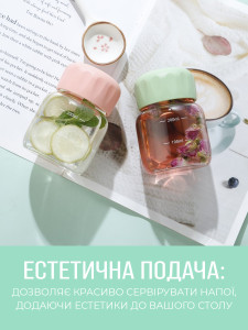 Бутылка для воды My up с утолщенным дном стеклянная 9х6,6 см прозрачная с розовой крышкой