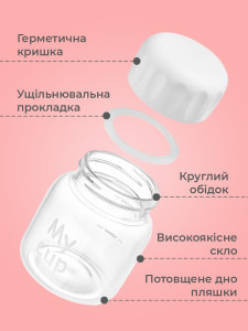 Бутылка для воды My up с утолщенным дном стеклянная 9х6,6 см прозрачная с зеленой крышкой