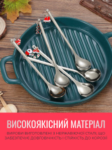 Набор десертных ложек с рождественским подвесом 6 штук из нержавеющей стали 14,8х2,7 см серебристый