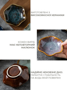Набор соусниц Цветок Пайот 3 штуки из высококачественной керамики 10х2,5 см зеленый, синий, синий