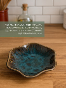 Соусница для холодных или горячих соусов и закусок Цветок Пайот керамическая 10×2,5 см бирюзовая 