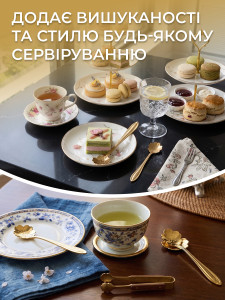Чайная ложка с длинной ручкой Цветок Сакуры золотая 12,8х2,9 см из нержавеющей стали  
