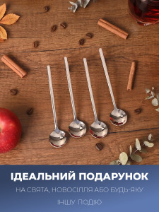 Чайная десертная ложка с длинной ручкой Серебристая 13х3 см нержавеющая сталь 