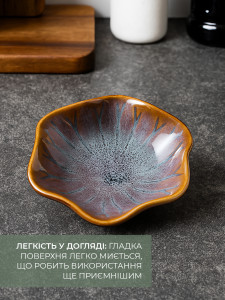 Соусница для холодных или горячих соусов и закусок Квитка Пайот керамическая 10×2,5 см голубовато-коричневая