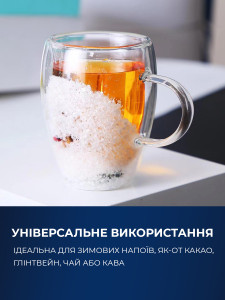 Чашка с двойным дном 350 мл и рождественскими украшениями между стенками Боросиликатное стекло 11.5х8.5 см прозрачная