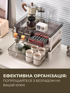 Органайзер комод на 2 яруса для хранения вещей настольный Пластиковый 29.4х27х39.5 см Белый
