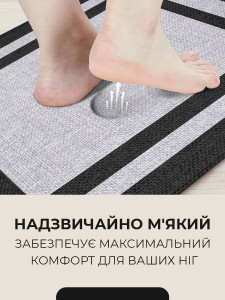 Антискользящий Коврик на пол с эффектом памяти водонепроницаемый ПВХ-пена 44х75х1 см Серый с черной рамкой