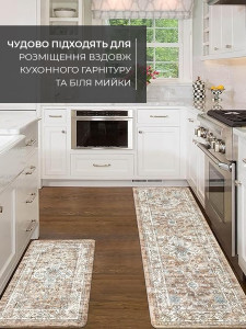 Набор из двух антискользящих ковриков для кухни 50х80 и 50х150 см бежевый