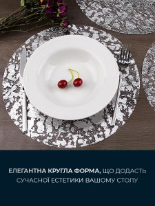 Салфетка на стол круглая диаметр 33 см серебристая