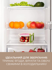 Чаша-фруктовница для мытья и хранения овощей и фруктов с дренажной системой Пластик 8,5х15х5 см Розово-прозрачная