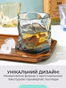 Стакан для напитков и десертов граненый Ломаная Линия стеклянный 7.5х8 см (160 мл) Темно-прозрачный