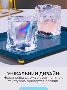 Стакан для напитков и десертов граненый Ломаная Линия стеклянный 7.5х8 см (160 мл) Прозрачный