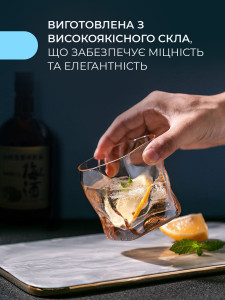Стакан для напитков и десертов граненый Ломаная Линия стеклянный 7.5х8 см (160 мл) Прозрачный
