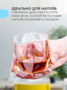Стакан для напитков и десертов граненый Ломаная Линия стеклянный 7.5х8 см (160 мл) Прозрачный