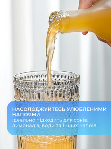 Стакан для напитков и десертов граненый Ретро Стиль стеклянный 9.5х7.7 см (300 мл) Прозрачный