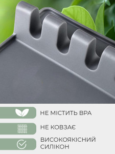 Подставка для кухонных принадлежностей на 4 слота термостойкая силиконовая 13.8×13.8 см Серая