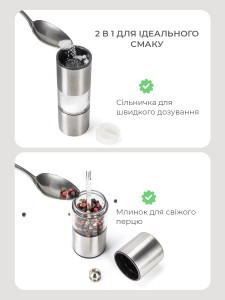 Набор для специй на подставке Yartes мельница для перца и солонки Металлик