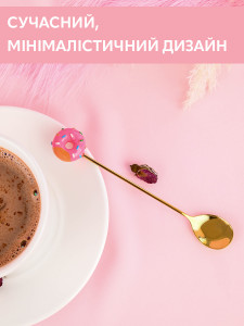 Чайная ложка Розовый пончик для кофе и десертов из нержавеющей стали 12.7 см золотая