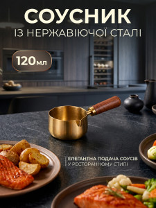 Ковшик для подачі соусу TESLYAR нержавіюча сталь 120 мл золото